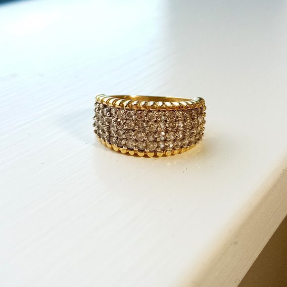 (SOLD) 14K Two-tone Diamond Paved Ring, Size 4.75 - Picture 9 of 9